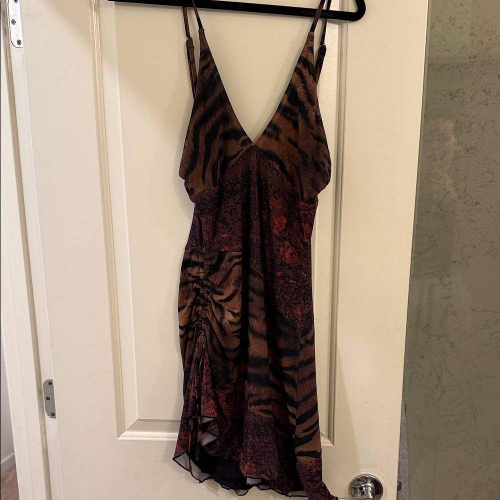 Princess Polly Tiger Print Dress in Brown and Black